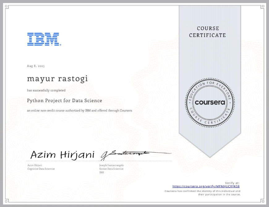 Python Project for Data Science